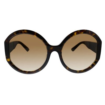 Prada PR 22XSF 2AU6S1 Havana Plastic Round Sunglasses Brown Gradient Lens