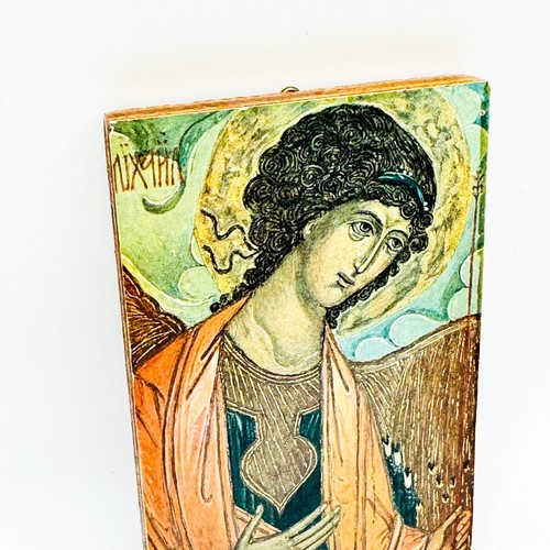 Vintage Archangel Michael Andrei Rublev Wooden Plaque Icon Russian Orthodox - Picture 2 of 7