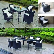 Tavolo con poltrona sedia set da giardino con cuscino arredo esterno veranda