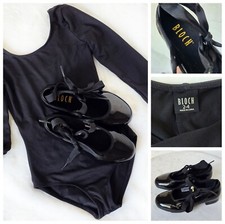 BLOCH Lot Techno Tap Shoes Toddler Sz 11 Meglio Microlux Long Sleeve Leotard 2/4