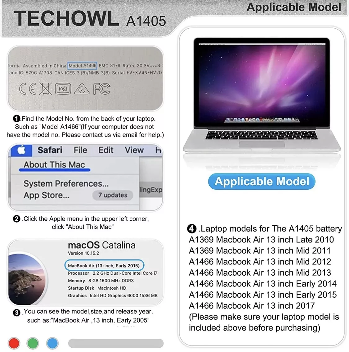 Batterie MacBook Air 13 (A1377 - A1405 - A1496) Fin 2010 - 2017