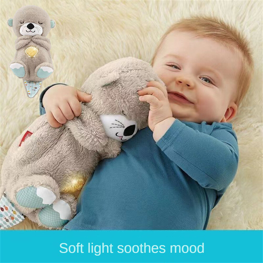 with Breathing Movement Soothing Sleeping Otter Toy Musical Stuffed