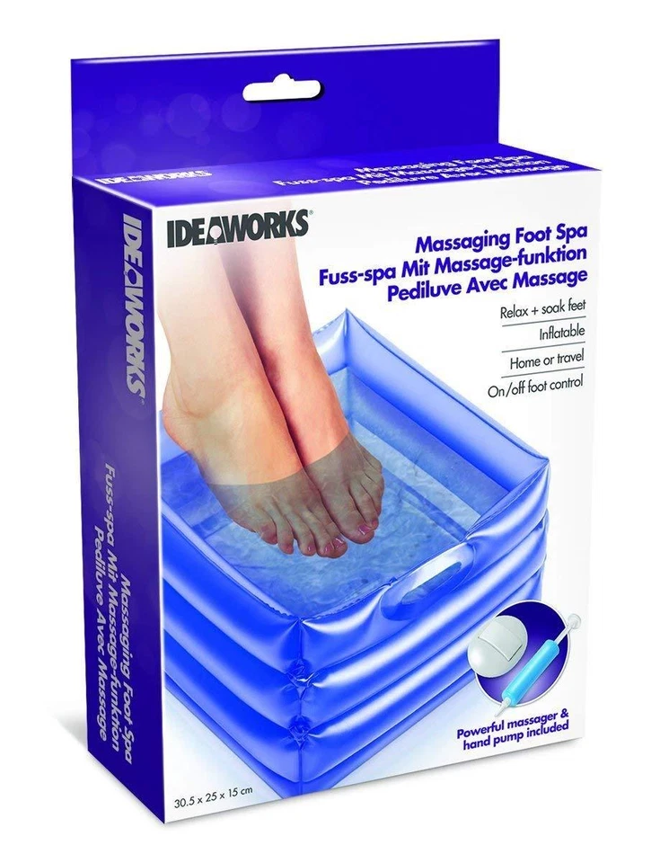 IDEAWORKS INFLATABLE FOOT SPA SOAK BASIN WASH HOME PEDICURE MASSAGE FEET CARE RELAX BATH