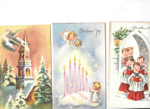 Lot 21 1950s Vintage Christmas Cards Bible Text Glitter No Envelopes - Picture 7 of 7