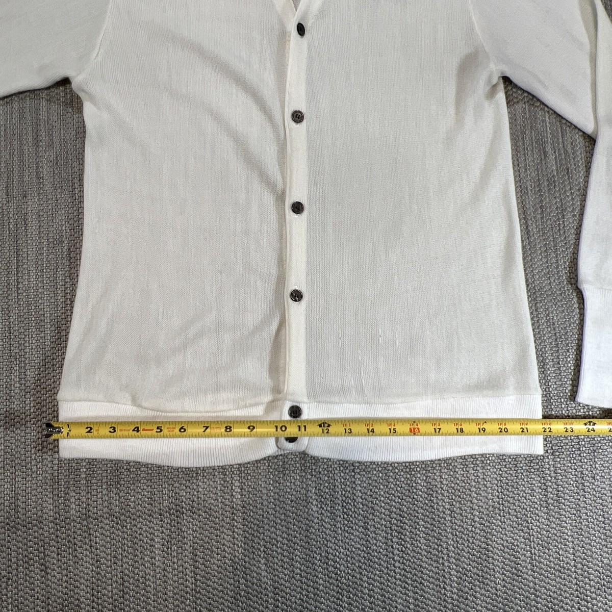 Izod Cardigan Sweater Men L White VTG 80's Acrylic Knit Made in