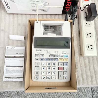 Sharp EL-1750V Electronic Printing Calculator 12 Digit/2 Color AC or Battery