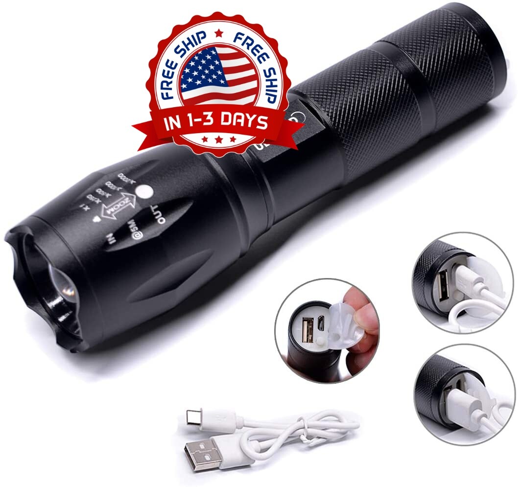 MEJOR Linternas Tácticas LED Recargables Batería Linterna de Caza Poderoso NUEVO