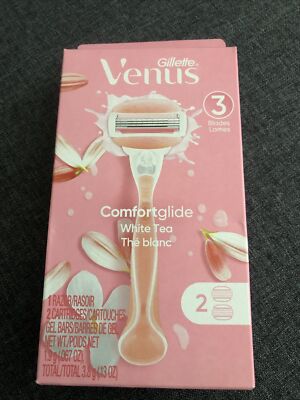 Gillette Venus Comfortglide White Tea Women's Razor Handle + 2 Cartridge Refills