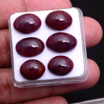 6 Stück Natürlicher Afrikanischer Rubin Nicht Erhitzt 12mm-14mm Cabochon Tolle - Bild 1 von 4