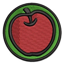 Whole Apple Fruit Multi-Color Embroidered Iron-On Patch Applique