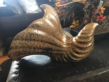 Vintage Stangl Pottery Cornucopia 5066 Shell Vase 22 Karat  Gold