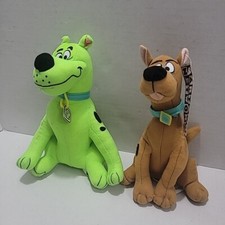 Lime Green 10" And Original Scooby-Doo 9" Plush Dogs SET OF 2 
