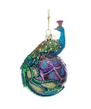 Realistic Cute Multicolor Peacock Glass Ball Decorative Ornament