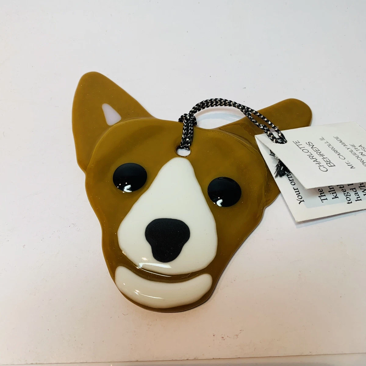 CHARLOTTE BEHRENS STUDIO Fused Glass Corgi Chihuahua Dog Puppy ORNAMENT  Handmade | eBay