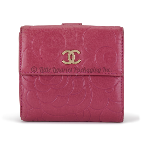 SUPER RARE Authentic Chanel Pink Leather Camellia CC Logo Lambskin Bifold  Wallet | eBay