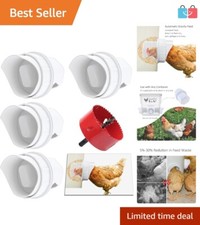Rainproof 4-Port Gravity Feed Chicken Feeder Kit with Easy Install Hole Saw
