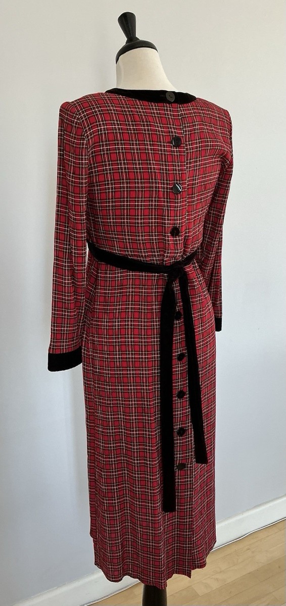 90's Vintage Plaid Empire Waist Dress, Grunge Size Small | eBay