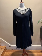 Whimsigoth Satin Backed Crepe With LaceLong Sleeved A Line Midi Dress Vintage