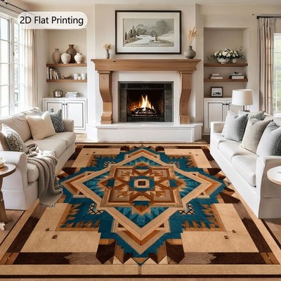 850G/M² Velvet Area Rug, Machine Washable Bohemian Large Rug, Non-Slip Backing