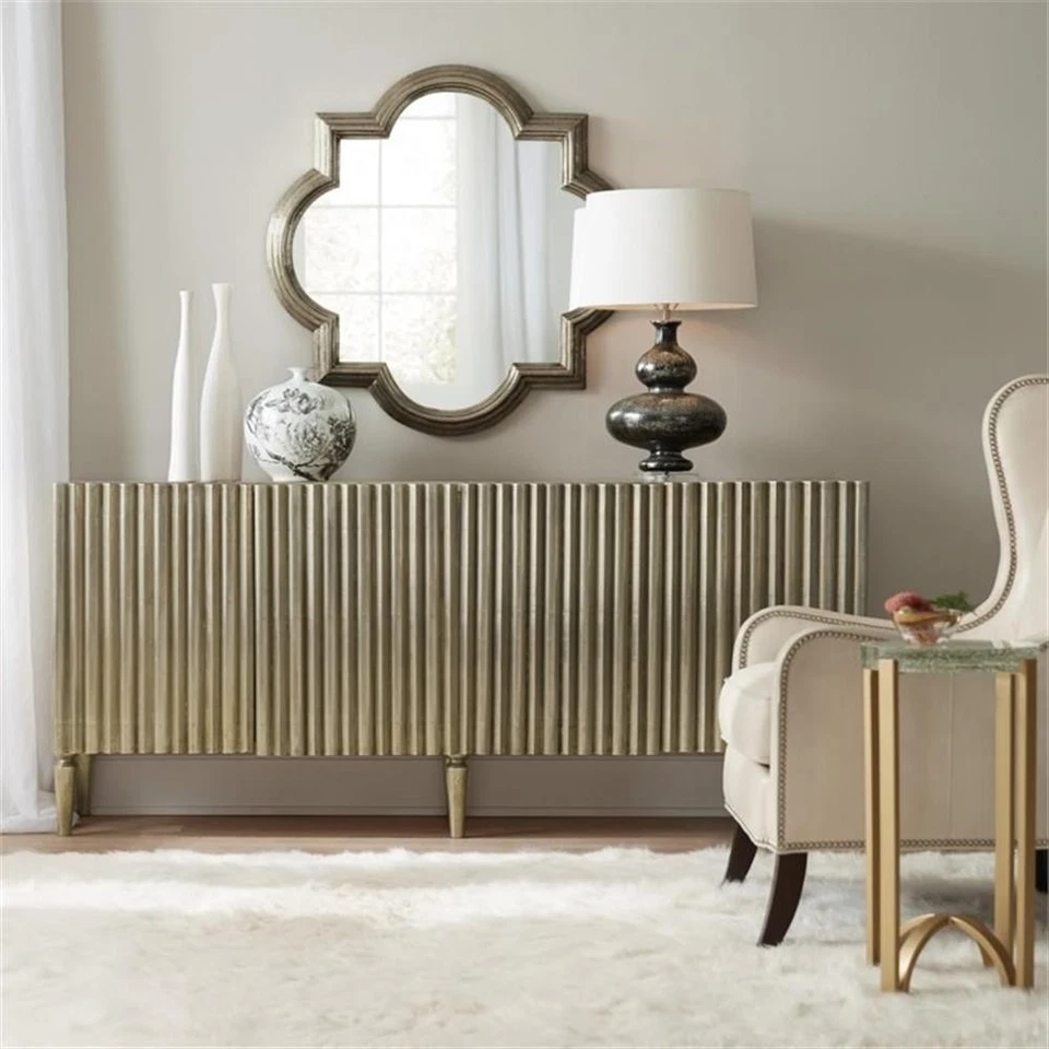 Beaumont Lane 4-Door Traditional Mango Wood Console Table in Silver Foil - Image 2 of 4