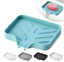 Silicone Soap Dish Tray Self Draining Soap Holder Bar Soap Tray With Drainage