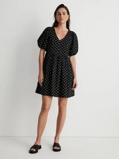 NWT Madewell V-Neck Puff-Sleeve Mini Dress in Floral Ikat Size Medium