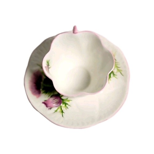 Shelley Tea Cup & Saucer, Purple Thistle, 13820 Fine Bone China England - Picture 6 of 10