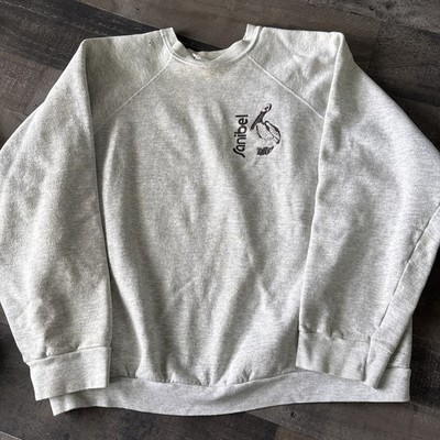 Vintage Tultex Sanibel Sweatshirt Gray Adult L pelican graphic stains** has hole
