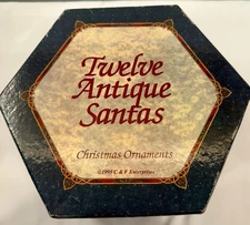 12 Twelve Antique Santas Christmas Ornaments 1995 C&F Enterprises Original Box