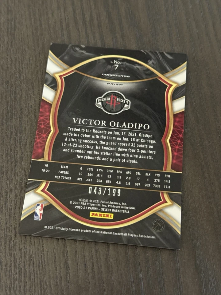 2020-21 Panini Select Concourse Red Prizm /199 #7 VICTOR OLADIPO Basketball Card - Image 2 of 4