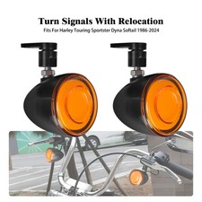 Front Bullet LED Turn Signals With Relocation For Harley Softail Touring 86-24