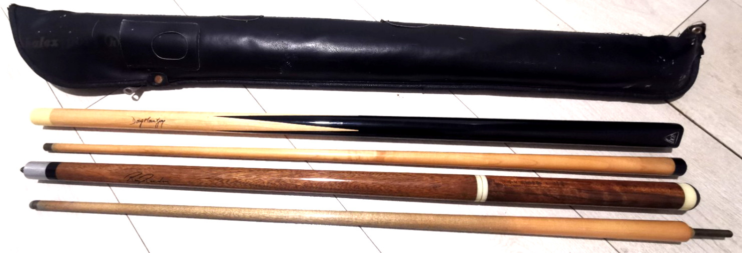 Vintage Snooker Cue's Doug Mountjoy & BCE Ray Reardon with soft case