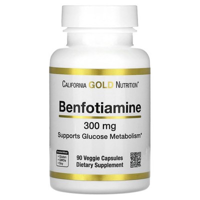 2 X California Gold Nutrition, Benfotiamine, 300 mg, 90 Veggie Capsules