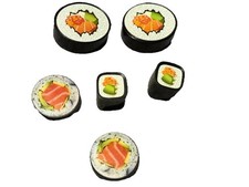 Fake Sushi Unisex Set of 6 Artificial Food Display Staging Prop