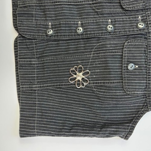 GAP Pinstripe Vest Button Front Sleeveless Denim Jean Vest Top Large - Picture 4 of 5