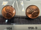AU/UNC 1958 P-D Lincoln Wheat Cent Year Set
