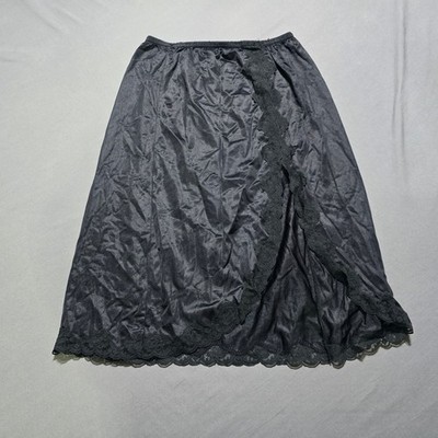 impulse Vintage Black Lace Trim Slip Skirt A Line  USA  Lingerie medium