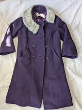 Evans Chicago Paris Milan Wool Purple Trench Coat