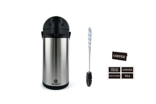 Edelstahl Thermokaraffe Airpot - Großer Getränkespender Dreiwandig...