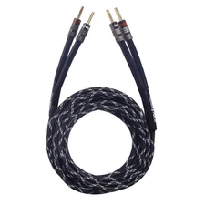 12AWG Premium Heavy Duty Braided Speaker Wire Cable with 24K Dual Gold-Plated