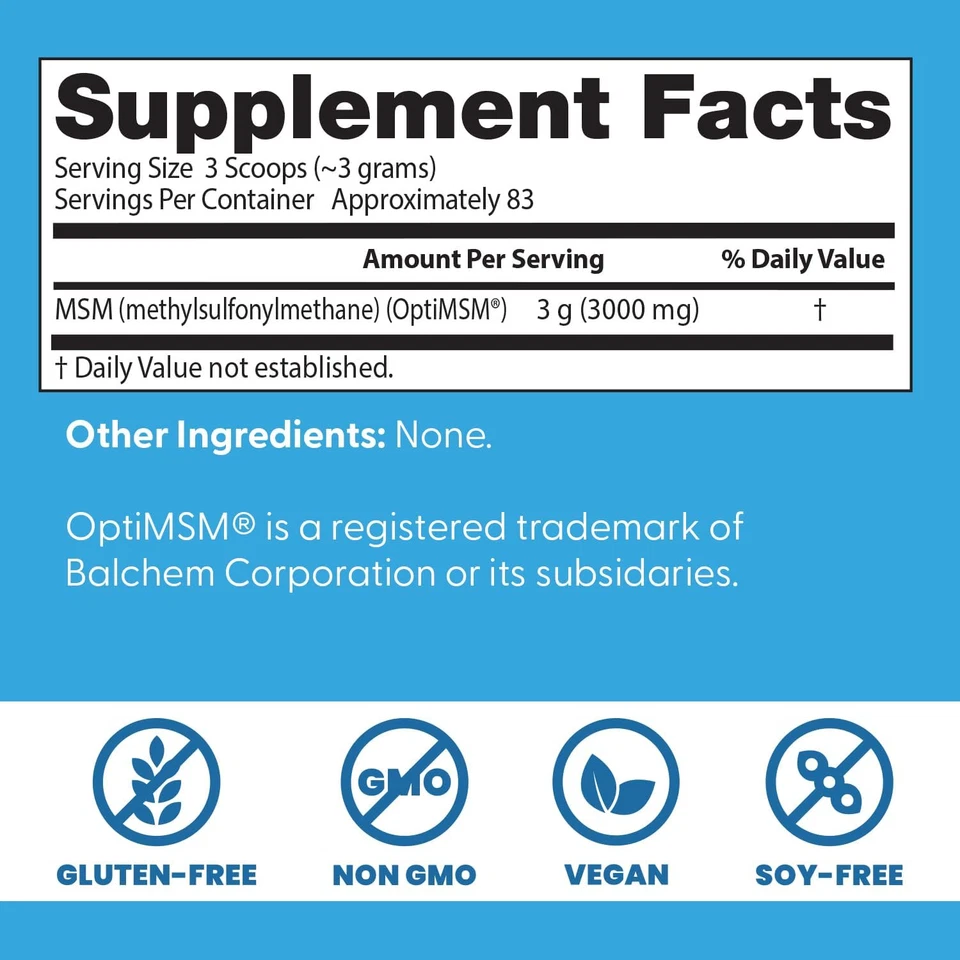 Doctor's Best MSM Polvo con OptiMSM 83 Porciones No OGM Vegano Sin Gluten Foto 3 de 4