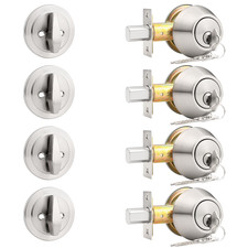 Probrico 4 Pack Satin Nickel Single Cylinder Deadbolt Lock Set Keyed One Side