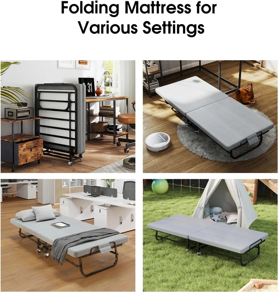 Кровать раскладная 31 дюйм 38 дюймов матрас из пеноматериала 14 дюймов для взрослых и гостей - Изображение 4 из 4