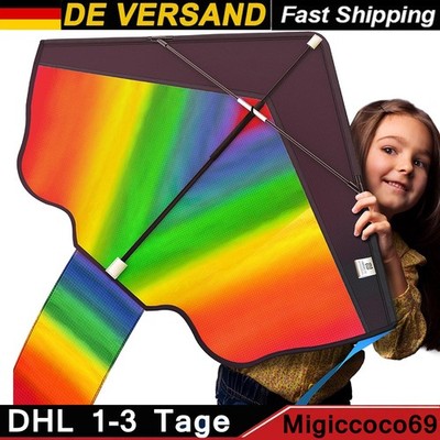 Rainbow Kite 100M Drachenschnur und Spannweite Großer Kinder Drachen 210T DE