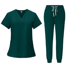Womens Medical Scrub Doctor Uniform Top Trousers Set Nurse Dentist Hospital Suit
