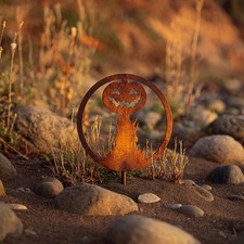 Pumpkin Sentinel Handmade Metal Jack-O -Lantern Garden Stake