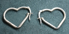 Lovely Heart Shaped Hoop Earrings - Sterling Silver Quality
