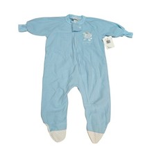 Vintage Blanket Sleeper Footed Pajama Blue Lil Slugger Bear Sterncraft 12Months
