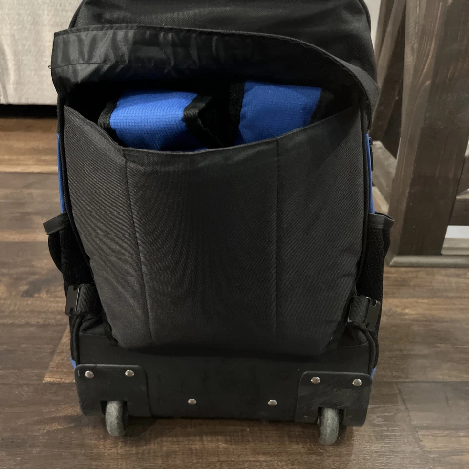 Vintage 2000’s Nike Rolling Wheeled Suitcase Travel Luggage Black Blue Bag Read* - Image 4 of 4