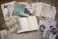 Junk Journal Kit   Vintage Ephemera, Stickers, Papers, Images, Mixed Media Craft